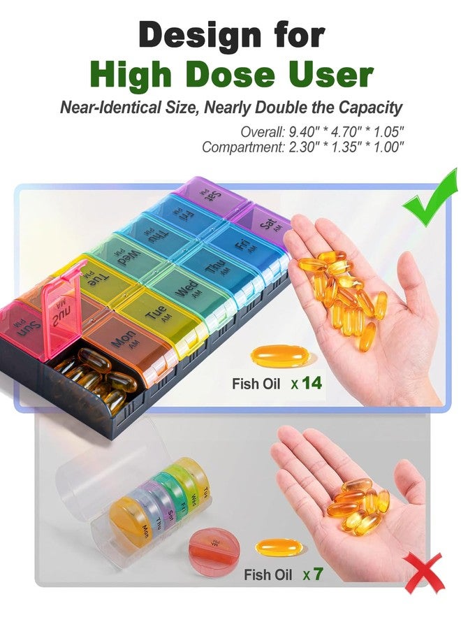 Colorwing Extra Large Pill Organizer 2 Times a Day, Weekly XL AM PM Pill Case, 7 Day Pill Box Twice a Day, Oversized Daily Medicine Pill Organizer for Vitamin, Big Pill Container, Medication Dispenser - Image 3